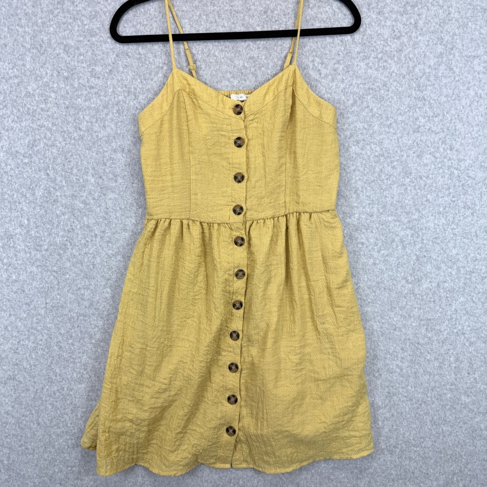 Maurices Button Front Dress Women S Yellow smocked panel Boho Cottagecore Summer